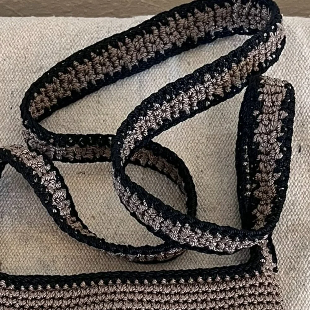 The Sak Brown Black Trim Crochet Fringe Bohemian Festival Shoulder Bag - Picture 7 of 7